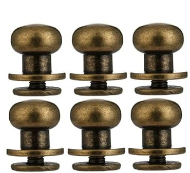 Gewindenieten, Nietmuttern, Befestigungsmutter, 10 Stück Mönchskopfschrauben, Lederhandwerk, Kleidung, Tasche, Schuhe, Gürtel, Geldbörse, massives Messing, Nagelknopf, Nähzubehör (Farbe: Grau-6 x 4
