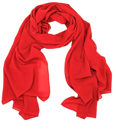 lifwimner Chiffon Schal Damen, Sommer Festliche Schal für Abendkleid, Stola Hijab 175x70 cm Leichte Schals und Tücher Chiffontücher für Braut Sommer Hochzeits (Rot, 175x70 cm)