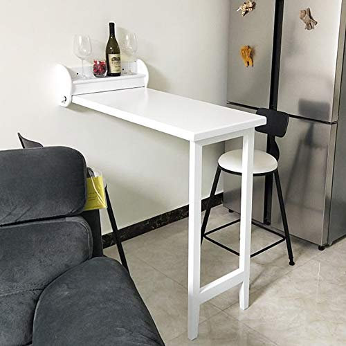 asdchZen Klappbarer, An Der Wand Montierter Drop-Leaf-Tisch, Multifunktionaler Küchen-Esstisch, Schreibtisch, An Der Wand Montierter Bartisch Für Das Wohnzimmer (Weiß)
