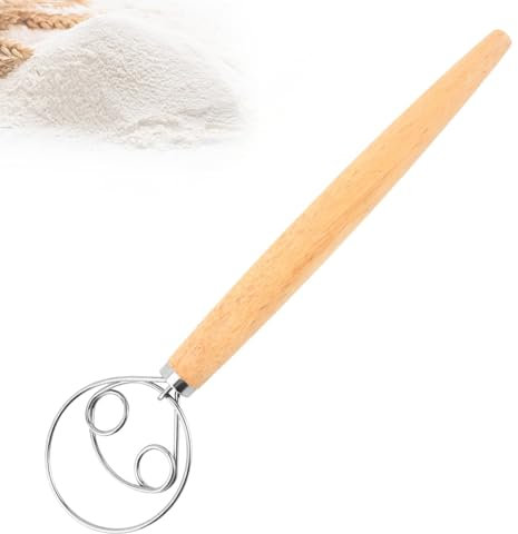 1/2 Pieces Pasta Blender - Pastry Tool | 1 Liine Molding Wood Hand Blender, Round Handle, Pastry Broom with Thin Wooden Handle for Mixing, 33 x 8 cm