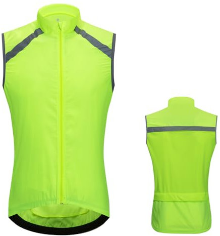 SMTSEC Fahrradweste Herren Damen Reflektierend Winddicht Windstopper Laufweste Wasserdicht Atmungsaktiv MTB Warnweste Fahrrad Ärmellose Weste Jacke Radweste Leicht Softshellweste Sportweste,Green-XXL