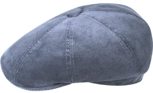 Kangol Cord Hawker Flatcap Schirmmütze Schiebermütze Cordcap Ballonmütze Herren - mit Schirm Herbst-Winter Winter - XL (60-61 cm) blau