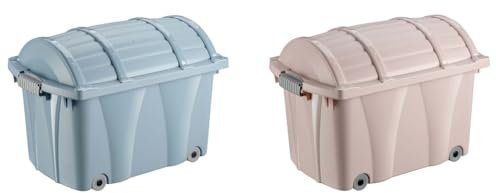 Solent Plastics Large Wheeled Lidded Pirate Chest Toy Box (Blue)