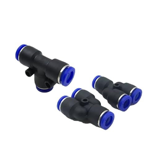 PY PE TY T-Stück in Form 4 6 8 10 12 16 mm 3-Wege-Anschluss Pneumatischer Rohrverbinder Rohr Luftschlauch Schnellverschluss Armaturen 5 Stück(Py8)
