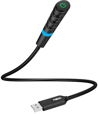 MillSO USB Computer Mikrofon mit Schwanenhalsdesign, Vielseitige Touch-Tasten und LED Anzeiger für PS5 PC Laptop, Omnidirektional USB Mic für Online-Kurse, Meetings, Streaming, Lernen und Gaming
