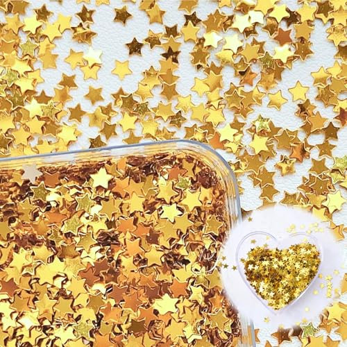 Hugwish 50g Coriandoli Stelline Oro, Decorative Per Matrimonio Natalizie Compleanno Feste, Dorate Per Decorazioni