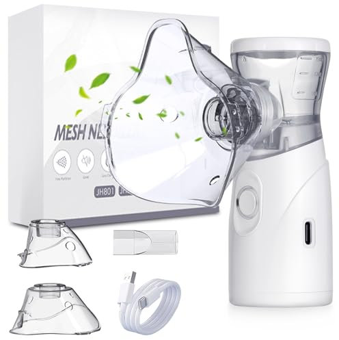 Nebulisateur Inhalateur Pour Adultes Et Enfants, Respiratoire Aerosol Rechargeable USB-C Portable Silencieux Enfants 2 Masques Et Embout Buccal Automatique D'aérosol Ultrasonique