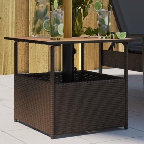 UJCHVHN Tavolo da giardino con foro per ombrellone, 55 x 55 x 46,5 cm, in polyrattan