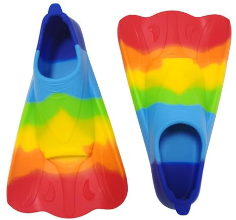 Kinderflossen zum Schwimmen,Regenbogen-Silikon-Bodyboard-Flossen mit offenem Design - Bequeme Kinder-Schnorchelflossen, Kurze Jugend-Schwimmflosse für Kinder, und Mädchen, Rundenschwimmen