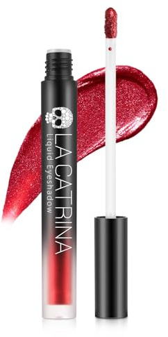 Flüssiger Rot Lidschatten Metallischer Burgunder, Hochpigmentierter Schnell Trocknender Roter Lidschatten, Goth Blitz Langanhaltender Schimmernder Rot Eyeshadow für Empfindliche Augen,Vegan #07