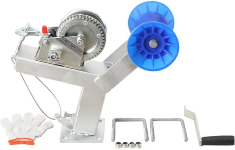 QWEXOB Adjustable Boat Trailer Winch Stand with Roller, Boat Trailer Winch Post, Fits 3 W x 4 H Trailer Drawbar, Boat Trailer Winch Mount for Motorboats/Fishing Boats