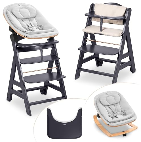 hauck Beta+ Hochstuhl Newborn Set mit Eco Bouncer - Dark Grey