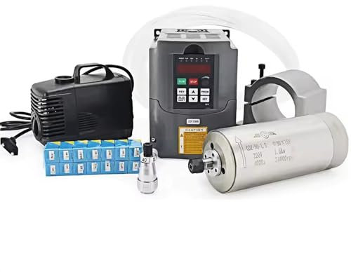 RATTMMOTOR Motore a mandrino raffreddato ad acqua da 1,5 KW 220 V CNC mandrino di fresatura ER11 24000 giri/min+1,5 kW 220 V azionamento frequenza VFD + 80 mm staffa + pompa acqua da 80 W + tubo da 6