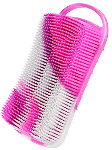 Silikon Körperbürste mit Doppelseite und Haken für Kopfhautpflege | Sanfte Peelingfläche, Ergonomische Form, für Damen und Herren, Leicht zu Halten, in Dusche Zufällige Farbe