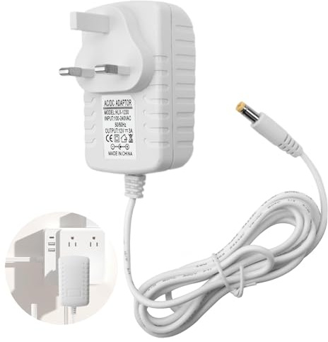 12V 3A 36W Power Supply Cable Adapter, AC 100-240V 50-60HZ DC Port 5.5 * 2.1mm Charger Plug for CCTV Security Camera, LED Strip Lights, LCD Monitor, Audio/Video, Router, Mobile DVD, TV Box (White)
