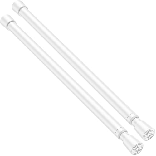 Klemmstange für Gardinen, Weiß, 40-70cm, 2 Stück | Ohne Bohren, Teleskop Gardinenstange, Zum Klemmen, Spannstange, Duschstange