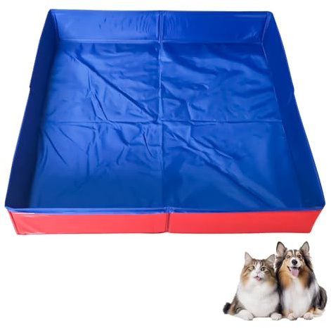 Vartegas Hundepool 80cm 100cm Leicht Faltbar rutschfeste Wasserspielzeug Für Kleine Hunde Katzen Garten Terrasse (B)