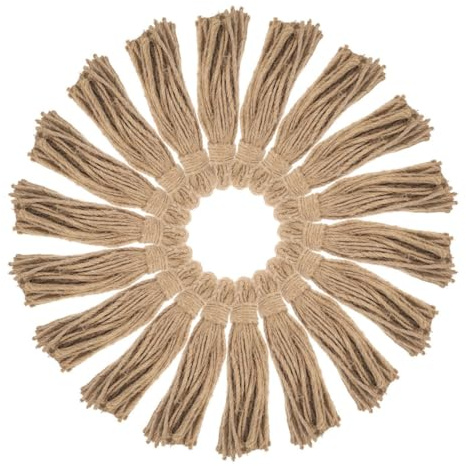 Amosfun 30PCS Jute Tassels for Crafting with Rustic Garland Rope Natural Twine String for DIY Christmas Tree Decorations and Holiday Wreaths for Wood Bead Projects and Seasonal Rustic