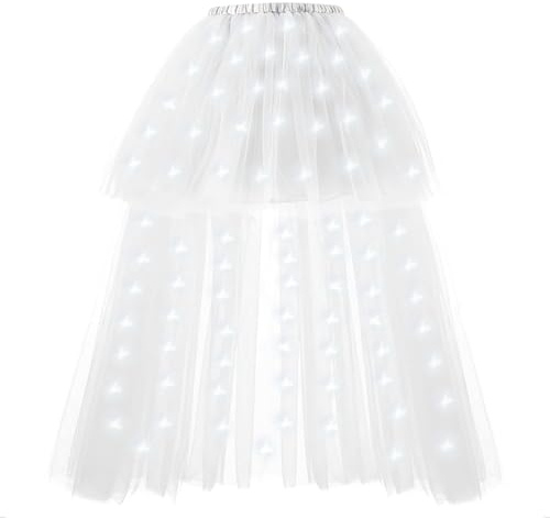Hifot Jupe Tutu LED pour Femme, Tutu en Tulle Ballet de Danse Lumineuse Jupe Tulle Femme Danse et Ballet Déguisement Noel Halloween Accessoire - Piles Non Incluses