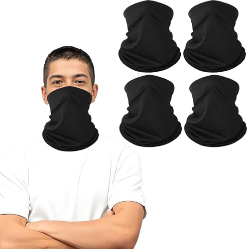 4 Pcs Neck Warmer, Snoods for Men Ski Mask, Neck Gaiter Face Covering Warmer Multifunctional Headwear Face Mask, Windproof Gaiter Scarf for Running Cycling Hiking Outdoor Activities