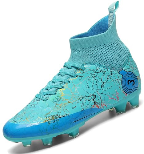 HODTOB Boys Football Boots Shoes Kids Girls Soccer Astro Turf High Top Spikes Non-Slip Junior Soccer Shoes Sports Athletics Training Shoes Outdoor Sneakers for Unisex