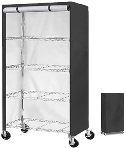 EUUEKathy Garden Shelf Dust Cover, Compact Storage Racks Protector, 420D Oxford Fabric Storage Shelf Cover, Dustproof Utility Organizer, for Shelves, Small Shelves, Storage Racks(Black)