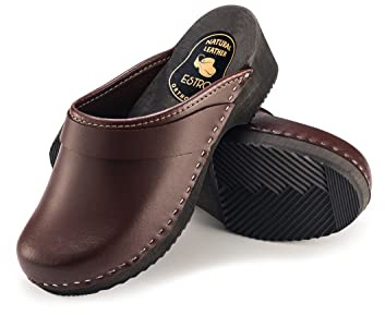 ESTRO Clogs Damen Holz Leder - Clogs Herren Holzschuhe Herren Holzclogs Damen mit rutschfest Sohle CDL07