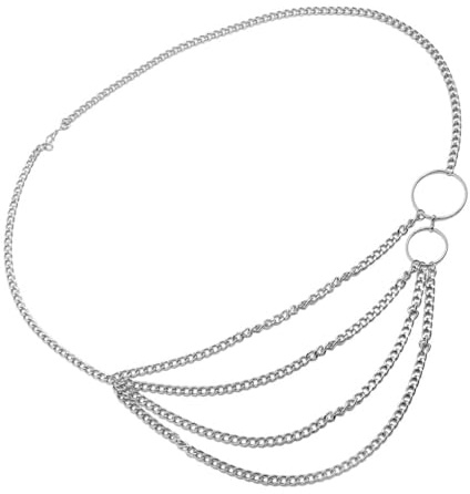 KIXZSAZ Cadena de cintura multicapa, pantalón, cadenas de cadera, accesorio moda, cinturón, adorno, adorno ropa, accesorios vestido mujer, plata