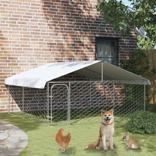 ChicAbode Outdoor-Hundezwinger mit Dach 300x300x150 cm Hundehaus Hundehütte Käfig A12