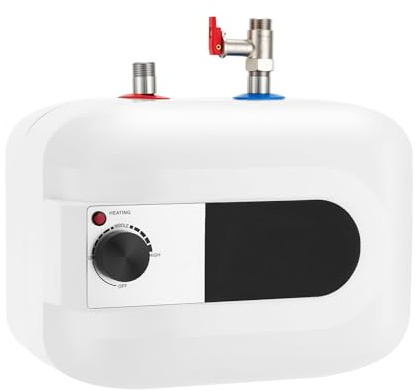 Scaldacqua da 6 l, 1500 W, scaldabagno istantaneo, in acciaio inox, linea interna e tubo di riscaldamento, 30-65 °C, mini scaldabagno per cucina, bagno