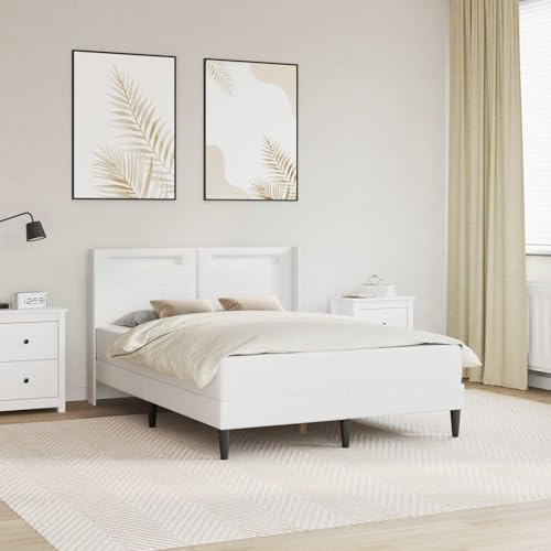 kithwjll Cadre de lit avec matelas, blanc, 120 x 200 cm, cuir synthétique, matelas à ressorts ensachés, surmatelas en mousse à froid, ergonomique, respirant, pour chambre à coucher, chambre