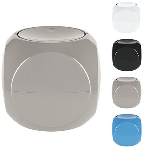 Spirella - Pattumiera cosmetica, Contenitore per rifiuti, Bagno, con Coperchio Basculante, per Spazzatura, da Tavolo, da 1 litro, Tortora