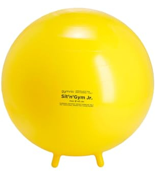 GYMNIC Sit'n'Gym Jr. Aufblasbarer gelber Sitzball Ø 45 cm mit Füßen für Kinder, ideal für korrekte Körperhaltung, Konzentration und Wohlbefinden in Schule und Zuhause