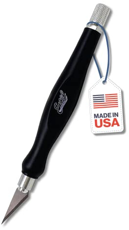 Excel Blades Fit Grip Craft Knife With #11 Ultra-Sharp Carbon Steel Angled Blade – Precision Craft Knife With Contoured Rubberized Grip For DIY, Art, Hobby, And Model Projects – Black, Made In The USA