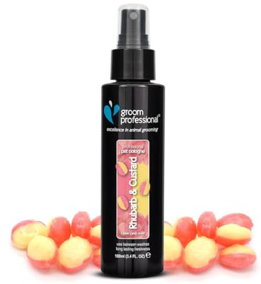 GROOM PROFESSIONAL Rhabarber & Vanillepudding Haustier Parfüm, Exzellenz in Sachen Haustierpflege, Hundeparfüm mit klassischem Bonbon duft, Made in UK, 100ml