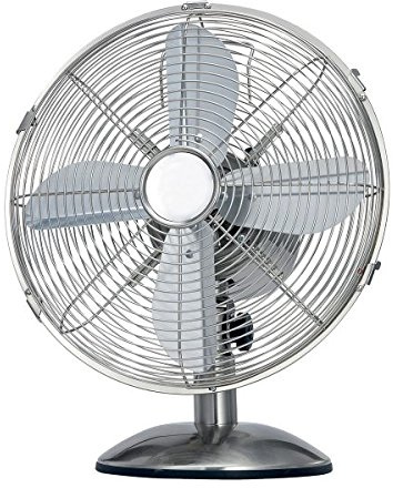 TZMA01 Ventilatore da tavolo Manchester in metallo cromato design vintage; pale 30 cm; motore 35W.