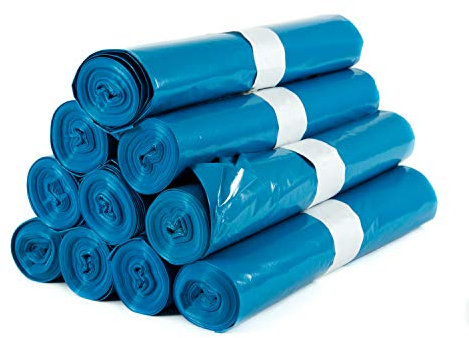 Hygiene VOS 100 Stück Stabile Müllsäcke Abfallsack Extra Stark 70 cm breit und 110 cm lang - 10 Rollen zu je Blau Müllbeutel mülltüten 120l Fassungsvolumen - Aus Umweltfreundlicher Reyclingfoli
