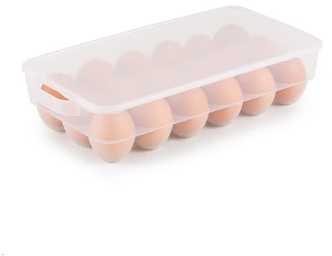 Bringer Eierablage Kühlschrank Vorratsbehälter, Eierbehälter aus Kunststoff, Platz für 18 Eier -2er Packung, klar