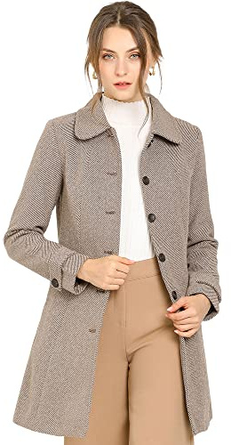 Allegra K Dirndlblus för kvinnor, kortärmad transparent rund hals, volang, blommor, spets, blus, skjorta, BRUN, L