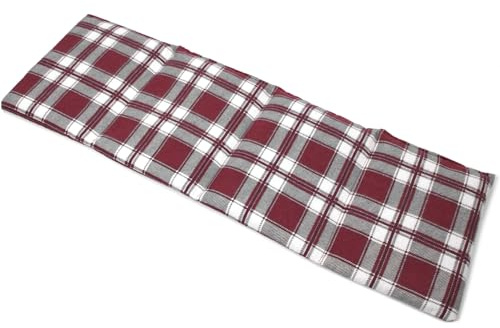 4-Kammer Bio-Dinkelkissen 20x60cm groß - Wärmekissen, Körnerkissen für Mikrowelle und Backofen, Bio-Dinkel, Flanell karo-rot