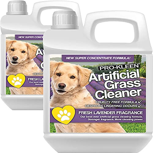 Pro-Kleen Artificial Grass Cleaner For Dogs (10:1 Super Concentrate Makes 20 Litres) Disinfectant and Deodoriser - (Lavender Fragrance) 2 x 1 Litre