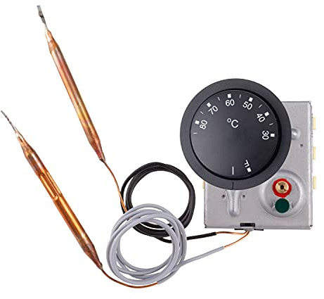 Termostato combinado con fusible térmico tipo RAC, reinicio manual, termostato trifásico 20/3,3 A/400 V (30-85 °C/conector Fast ON)