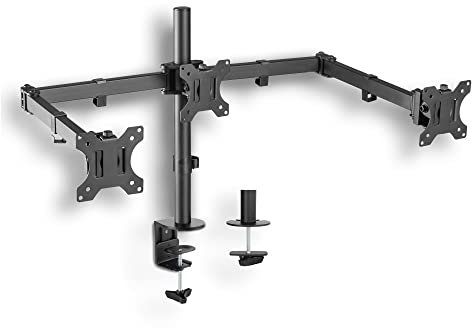 Xantron® ECO-E03 Support ecran PC 3 ecran 13-27 Pouces ou VESA 75x75 & 100x100 / Support Triple ecran/Triple ecran PC s'adapte à Chaque Table - matériel de Montage Inclus