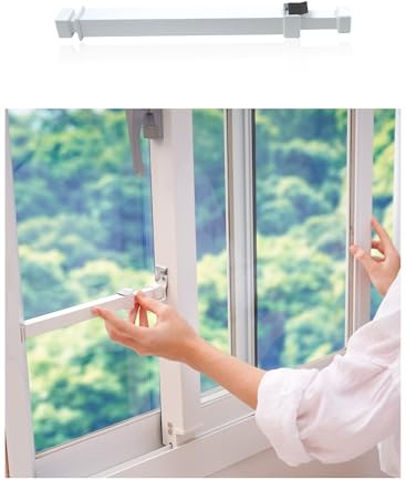 Greatim GT-DB005 Home Security Window Lock, Egress Window Lock, Childproof, Locking System, AntiLift Lock, Vertical Bar, for Single Hung Windows, Window Dowel, Adjustable (10.6~16.62 inch)