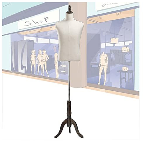 LXLIGHTS Schneiderpuppen Männlich Torso, Höhenverstellbar Büste Anzeigen Männchen Körper Kleiderordnung Mit Dreibeinständer Aus Holz Zum Nähen Von Schneiderinnen Kleid Schmuck Display, 3 Farben