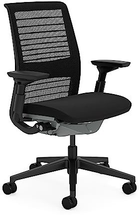 Steelcase Ergonomischer Bürostuhl: Think, 4D-Armlehnen, Onyx | Leicht montierbar, Universalrollen, Premium-Materialien, bis 150 kg und 190 cm, sitzkomfort