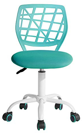 FurnitureR Bürostuhl Schreibtischstuhl Höhenverstellbar Stoffsitz Ergonomischer Arbeitsstuhl ohne Armlehne Türkis