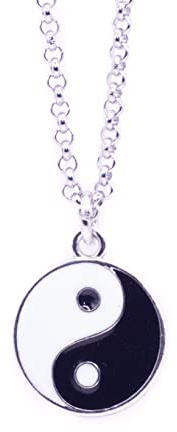 NILUXE DESIGN-Collar Yin Yang - Cadena Acero Inoxidable Plateada - Colgante Yin Yang Hombre Mujer-Amuleto Taichi - Colgante Parejas - Regalo Ideal - Estilo Único Elegante(Redondo)