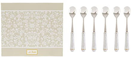 Cucharas con mango de cerámica decoradas 6 piezas, cucharillas de café, postre, té, postre, aperitivos, para cocina, comedor, ngl 057
