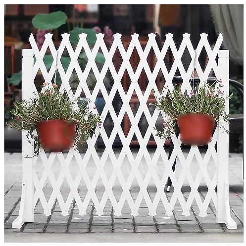 Gartenzaun, 34cm-160cm Breite, Ausziehbarer Gartenzaun Haustierbarriere, Weiße freistehende Holzgitterplatten für den Außenbereich, Sichtschutz Zaun Bildschirm ( Color : White , Size : 80x160cm )